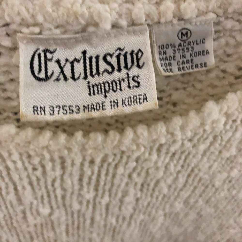 Vintage Floral Patchwork Chunky Metallic Knit Sweater SZ M - Picture 5 of 5